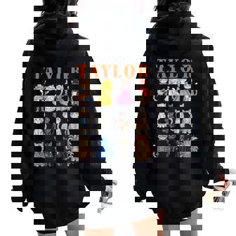 Taylor Groovy Name Cat 80'S Vintage Birthday Girls Women Oversized Hoodie Back Print | Seseable UK