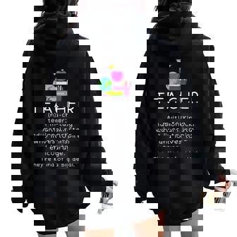 Teacher Definition Divertido Profesor De Escuela De Enseñanza Women Oversized Hoodie Back Print - Regaloses