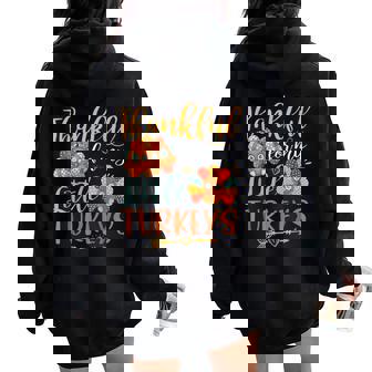 Teachers Thanksgiving Fall Thankful For My Little Turkey Women Oversized Hoodie Back Print - Thegiftio