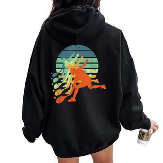 Tenis Hombres Es Niños Retrointage Jugador De Tenis Women Oversized Hoodie Back Print - Regaloses