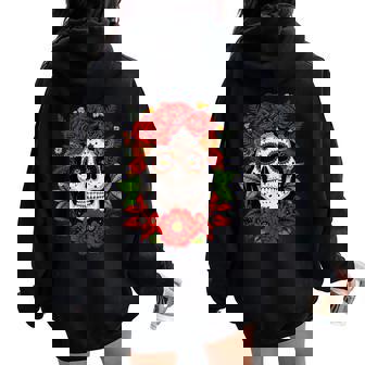 Tête De Mort Mexicaine Dia De Los Muertos Ugarkull Sweat à capuche oversize pour femme avec imprimé dans le dos - Cadeauxyz