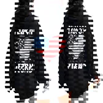 Thank You Veterans Day Patriotic American Flag For Girls Women Oversized Hoodie Back Print | Mazezy