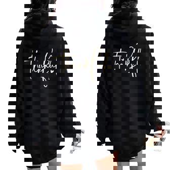 Thankful Blessed Jesus Thanksgiving Autumn Fall Christian Women Oversized Hoodie Back Print | Mazezy