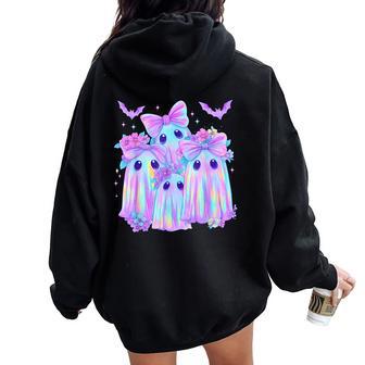 Tie Dye Galaxy Ghost Pumpkin Halloween Neon Ghost Girl Women Women Oversized Hoodie Back Print - Thegiftio UK