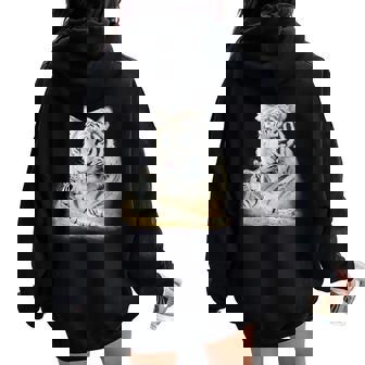 Tigre Blanc Tigres Blancs Tigres Big Cat Chat Sweat à capuche oversize pour femme avec imprimé dans le dos - Cadeauxyz