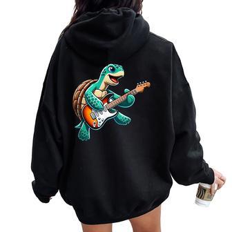Tortue Tortue Guitare Électrique Concert Musique Hommes S Enfants Sweat à capuche oversize pour femme avec imprimé dans le dos - Cadeauxyz