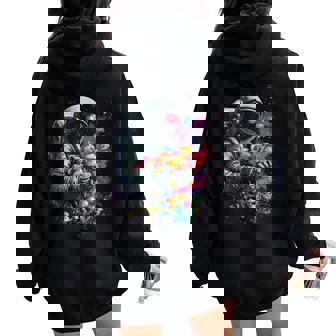 Trippy Edm Mushroom Astronaut Psychedelic Women Oversized Hoodie Back Print | Mazezy