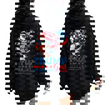 Trump Girl No Apologies Messy Bun Sunglasses Trump Usa Flag Women Oversized Hoodie Back Print | Seseable CA