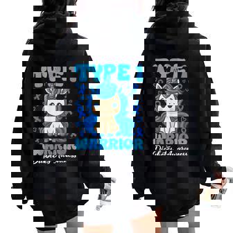 Type 1 Diabetes Cute Unicorn Warrior Boys Girls T1d Diabetic Women Oversized Hoodie Back Print | Seseable FR
