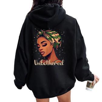 Unbothered Camo Scarf Black Woman Camouflage Women Oversized Hoodie Back Print | Mazezy