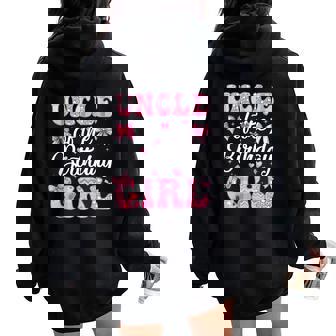 Uncle Of The Birthday Girl Family Pink Coquette Bow Women Oversized Hoodie Back Print - Thegiftio