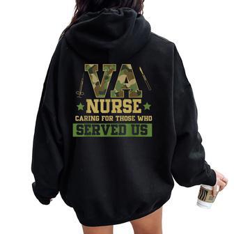 Va Nurse Veterans Day Family Patriotic Nursing Scrub Women Oversized Hoodie Back Print - Thegiftio UK