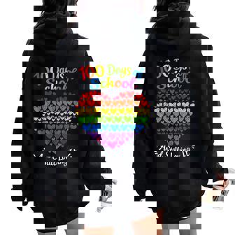 Vintage 100 Days School Still Loving It Rainbow Hearts Women Oversized Hoodie Back Print | Seseable UK
