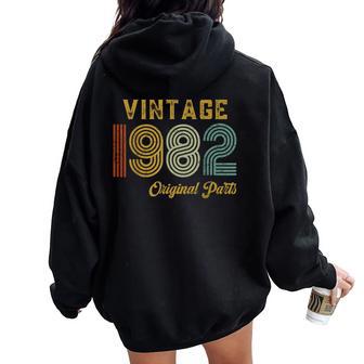Vintage 1982 Original Parts Retro 43 Years Old Womens Women Oversized Hoodie Back Print - Thegiftio UK