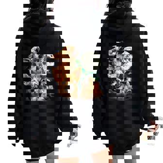 Vintage 90S Chihuahua Howling At The Moon Chihuahua Dog Mom Women Oversized Hoodie Back Print - Thegiftio