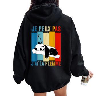Vintage Je Peux Pas J'ai La Flemme Cadeau Drôle Panda Sweat à capuche oversize pour femme avec imprimé dans le dos - Cadeauxyz