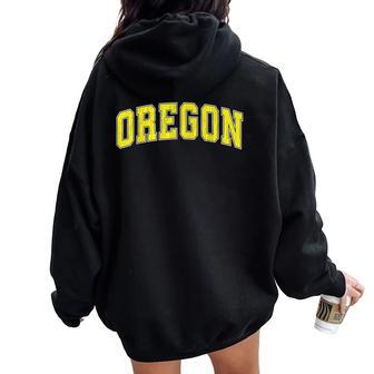 Vintage Oregon Or Oregon Or Classic Retro Yellow Women Oversized Hoodie Back Print - Thegiftio UK