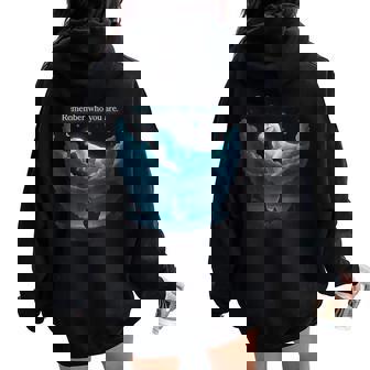 Vintage Remember Who You Are Dinosaur Chicken Women Oversized Hoodie Back Print | Seseable CA