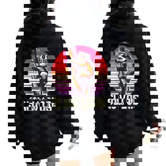 Vintage Slow Loris Climbing a Tree Kids Boy Girl Women Oversized Hoodie Back Print | Mazezy