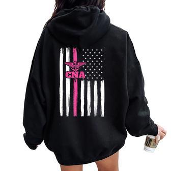 Vintage Usa Cna Certified Nurse Assistant American Flag Men Women Oversized Hoodie Back Print | Mazezy