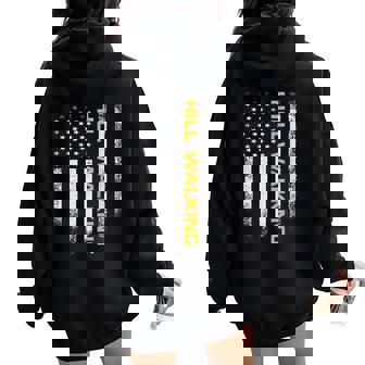 Vintage USA Flag Hill Walking Health Activity Sport Walker For Women Kids Men Women Oversized Hoodie Back Print | Mazezy