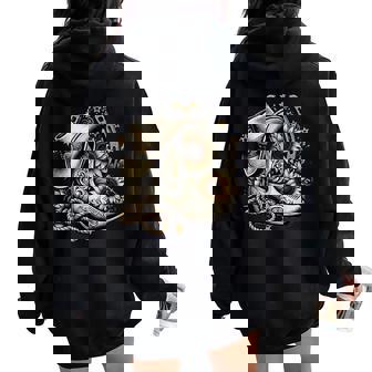 Western Cowboy Boot Horseshoe Sunflower Rope Cowgirl Country Small Black Women Oversized Hoodie Back Print - Thegiftio