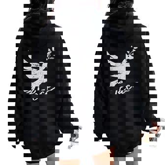 White Dove Peace Symbol Cute Peace Sign Women Women Oversized Hoodie Back Print - Thegiftio