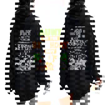 Wild Aunt Of The Birthday Boy Zoo Safari Jungle Animal Women Oversized Hoodie Back Print | Seseable CA