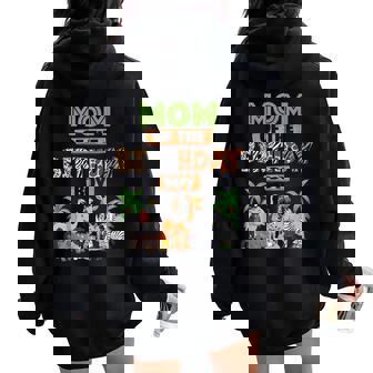 Wild Mom Of The Birthday Boy Zoo Safari Jungle Animal Women Oversized Hoodie Back Print | Seseable CA