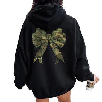 Woodland Camouflage Camo Coquette Bow Hunting For Girl Women Oversized Hoodie Back Print - Thegiftio UK