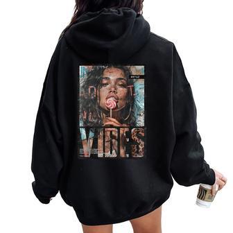Y2k Streetwear Vintage Girl Magazine Cover Sexy Model Pin-Up Women Oversized Hoodie Back Print - Thegiftio