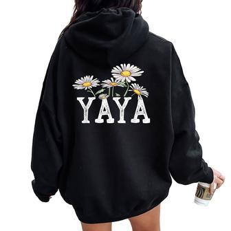 Yaya Floral Chamomile Mother's Day Yaya Women Oversized Hoodie Back Print - Thegiftio UK