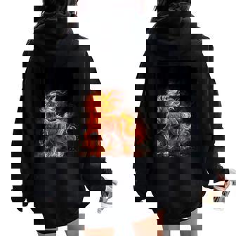 Year Of The Fire Horse 2026 Chinese Zodiac Lunar New Year Women Oversized Hoodie Back Print - Thegiftio