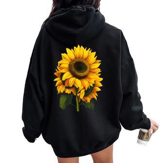 Yellow Sunflower Floral Watercolor Positivity Women Oversized Hoodie Back Print - Thegiftio UK