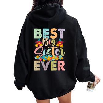 Youth Best Big Sister Ever Girl's Baby Announcement Idea Women Oversized Hoodie Back Print - Thegiftio UK
