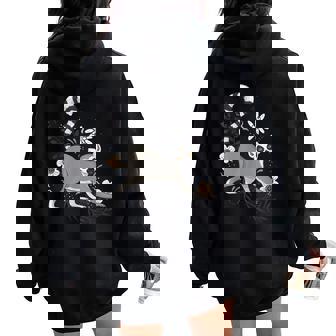 かわいい花 面白い動物キツネザル レディース オーバーサイズ パーカー バックプリント - Kawaiitshirt