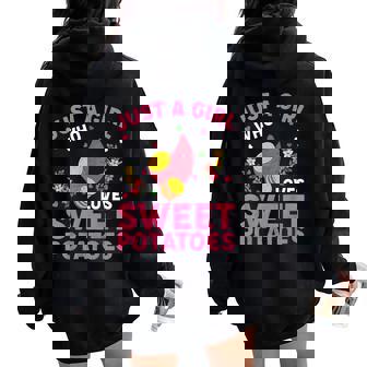 さつまいも好き さつまいもが大好きな女の子 レディース オーバーサイズ パーカー バックプリント - Kawaiitshirt