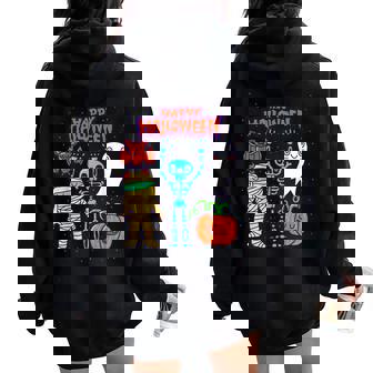 ハッピーハロウィン骨格かぼちゃかわいいゴーストキッズ男の子女の子 レディース オーバーサイズ パーカー バックプリント - Kawaiitshirt