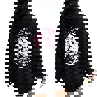 桜と月と富士山のtシャツ 春 花見 和柄 和風 和 メンズ レディース キッズ 水墨画 ギフト 服 サクラ レディース オーバーサイズ パーカー バックプリント - Kawaiitshirt