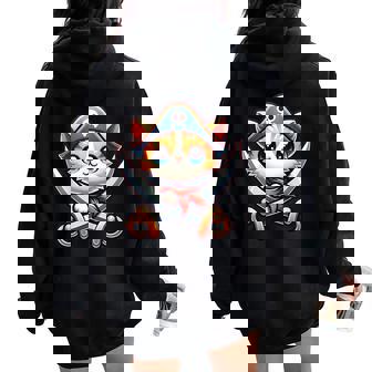 猫 海賊 キャプテントーク 海賊の日 幼児 女の子 男の子 レディース オーバーサイズ パーカー バックプリント - Kawaiitshirt