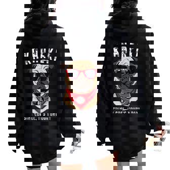 還暦祝い 犬 パグ サングラス 父 男性 女性 母 犬好き 還暦 お祝い 60歳 おもしろ おもろい レディース オーバーサイズ パーカー バックプリント - Kawaiitshirt