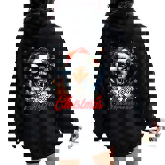 Black African American Christmas Girl Melanin Santa Xmas Women Oversized Hoodie Back Print | Mazezy