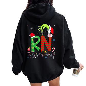 Christmas Rn Registered Nurse Holiday Healthcare Xmas Santa Women Oversized Hoodie Back Print - Thegiftio UK