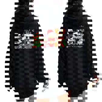 Cute Christmas Coffee Snowman Deer Santa Coffee Xmas Women Oversized Hoodie Back Print - Thegiftio