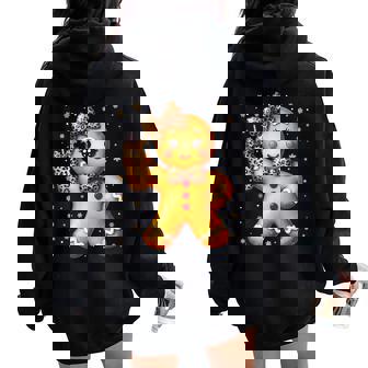 Cute Gingerbread Leopard Coquette Christmas Xmas Girl Women Women Oversized Hoodie Back Print | Mazezy