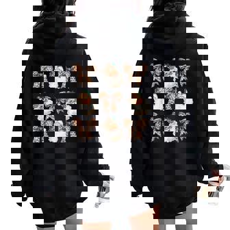 Cute Santa Christmas Xmas Coquette Bow Leopard Girls Women Oversized Hoodie Back Print - Thegiftio