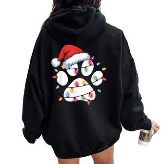 Dog Paw Print Christmas Santa Puppy Girls Women Oversized Hoodie Back Print | Seseable UK