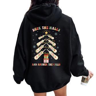 Cna Nurse Christmas Medical Xmas Trees Nursing Nurses Women Oversized Hoodie Back Print - Thegiftio UK