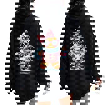 Gingerbread Drinking Hot Chocolate Bougie Christmas Women Oversized Hoodie Back Print | Mazezy