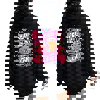 Gingerbread Sleigh Girl Pink Christmas Girls Women Oversized Hoodie Back Print | Seseable UK